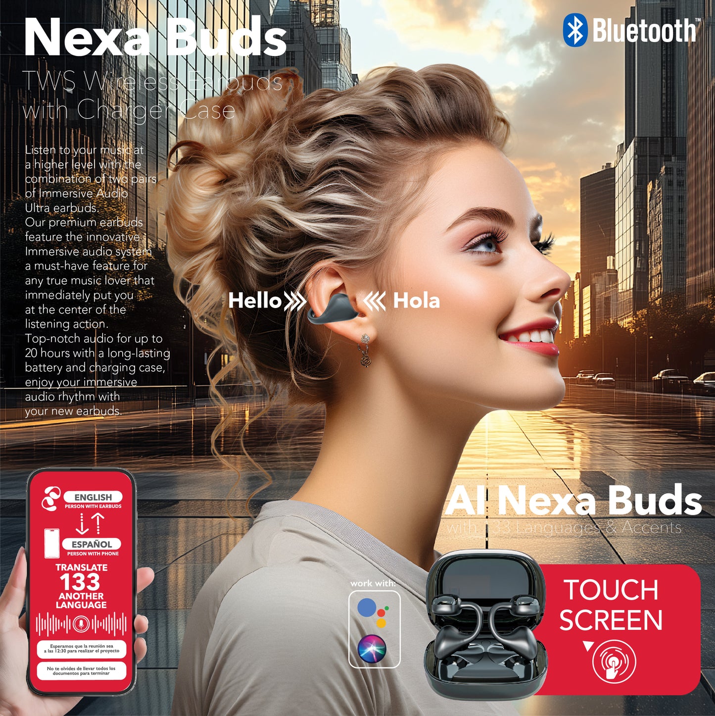 RCA TUNE-48 True Wireless Earbuds with Touch Controls & Voice Assistant