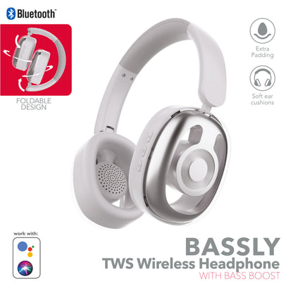 RCA WAVE-77 Wireless Over-Ear Headphones with Foldable, 90° Rotating Ear Cups