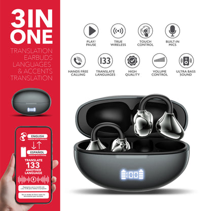 RCA WAVE-88 AI Translator True Wireless Earbuds, Voice Assistant, 20H Playback Time, Bluetooth Version 5.4