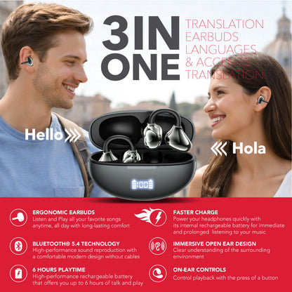 RCA WAVE-88 AI Translator True Wireless Earbuds, Voice Assistant, 20H Playback Time, Bluetooth Version 5.4