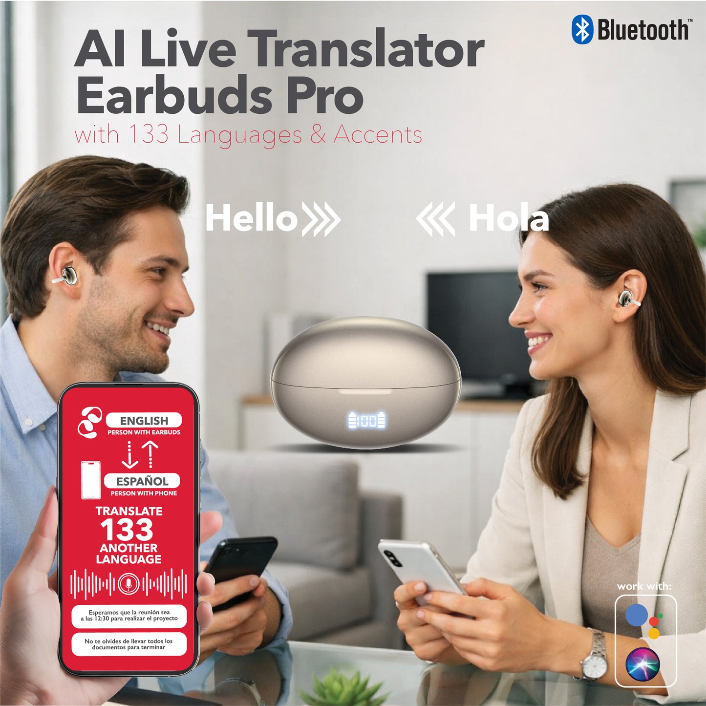 RCA WAVE-88 AI Translator True Wireless Earbuds, Voice Assistant, 20H Playback Time, Bluetooth Version 5.4