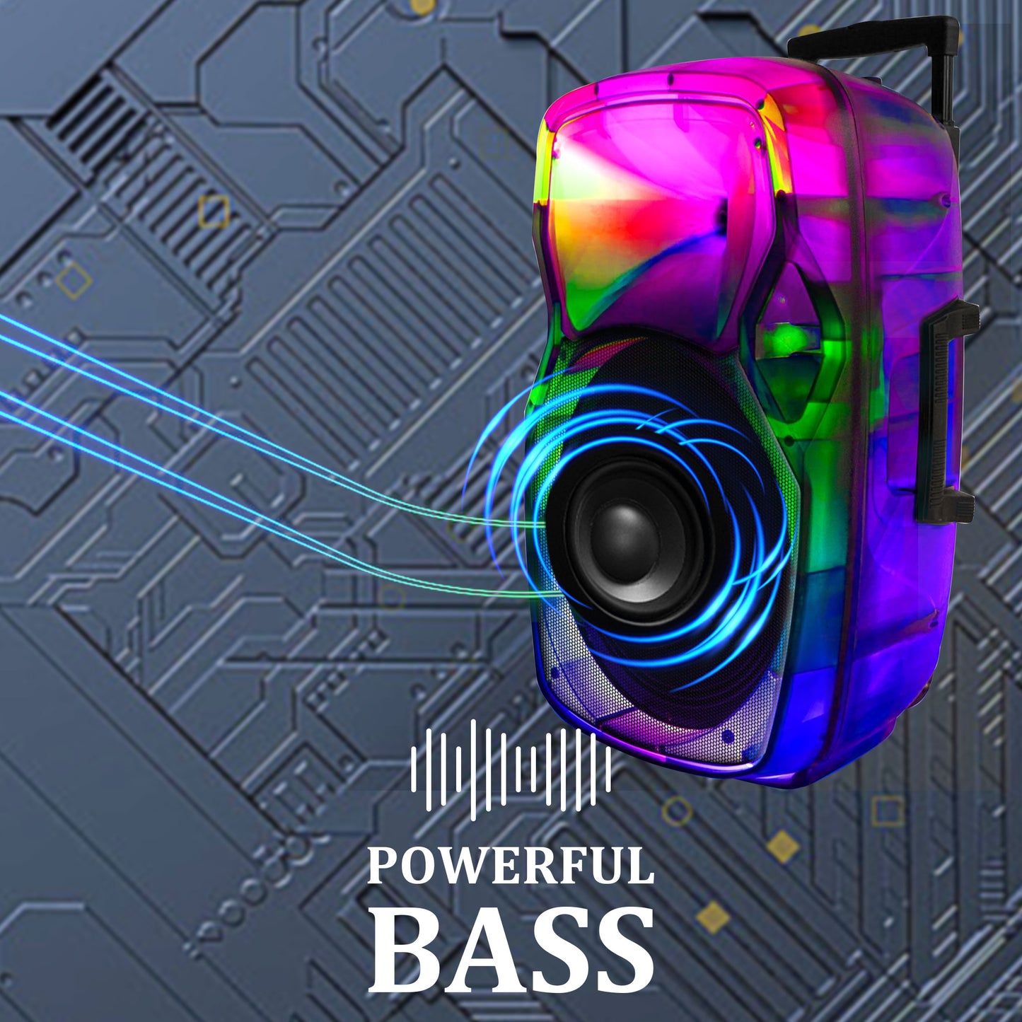 TOPTECH STAR-115 15'' Portable Bluetooth Speaker with Flame Lights & Powerful Sound - Top Tech Audio 