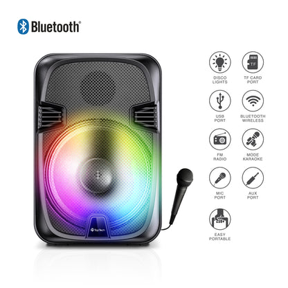 TOPTECH AL-1202 12-Inch Portable Bluetooth Party Speaker with Wired Mic & Karaoke
