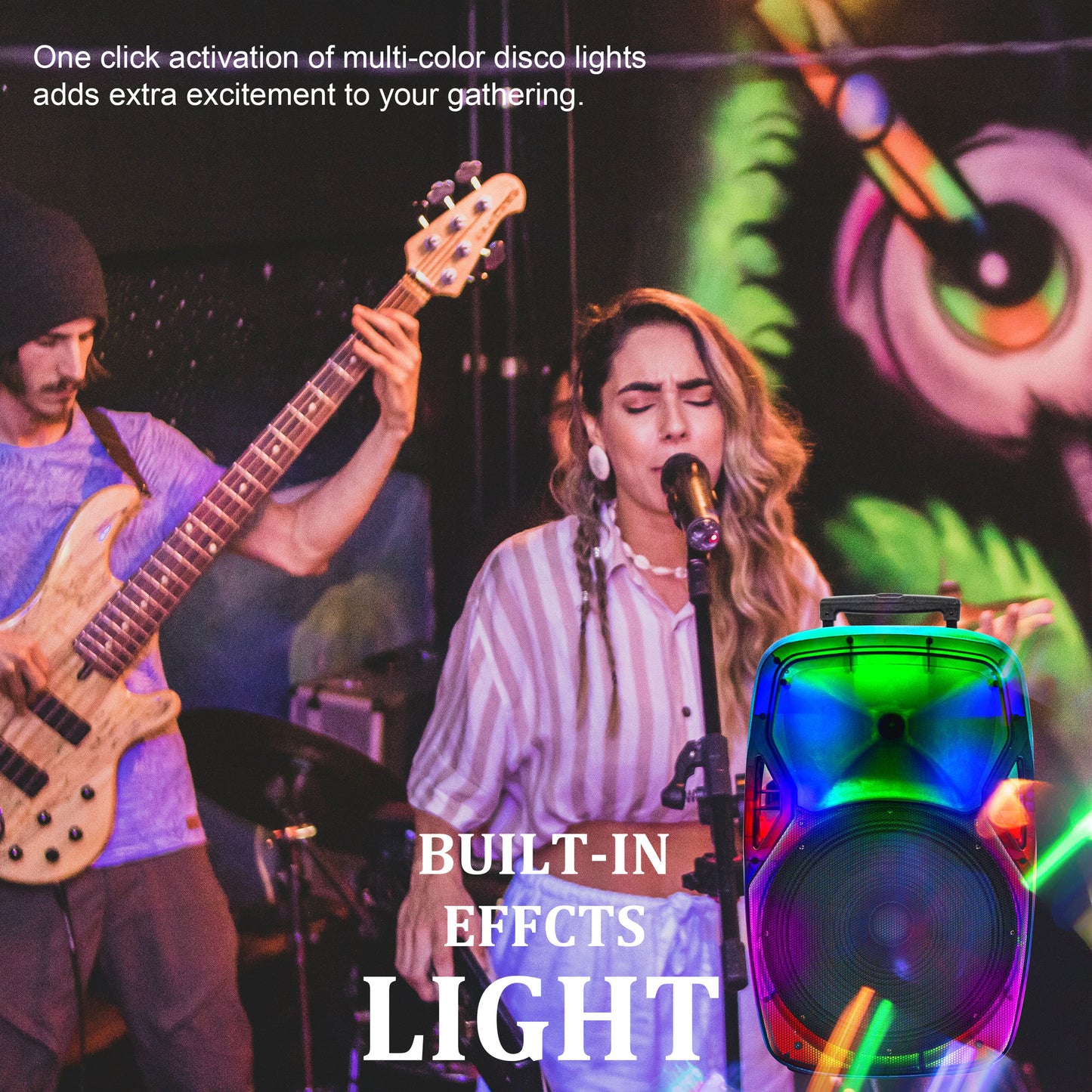 TOPTECH STAR-115 15'' Portable Bluetooth Speaker with Flame Lights & Powerful Sound - Top Tech Audio 