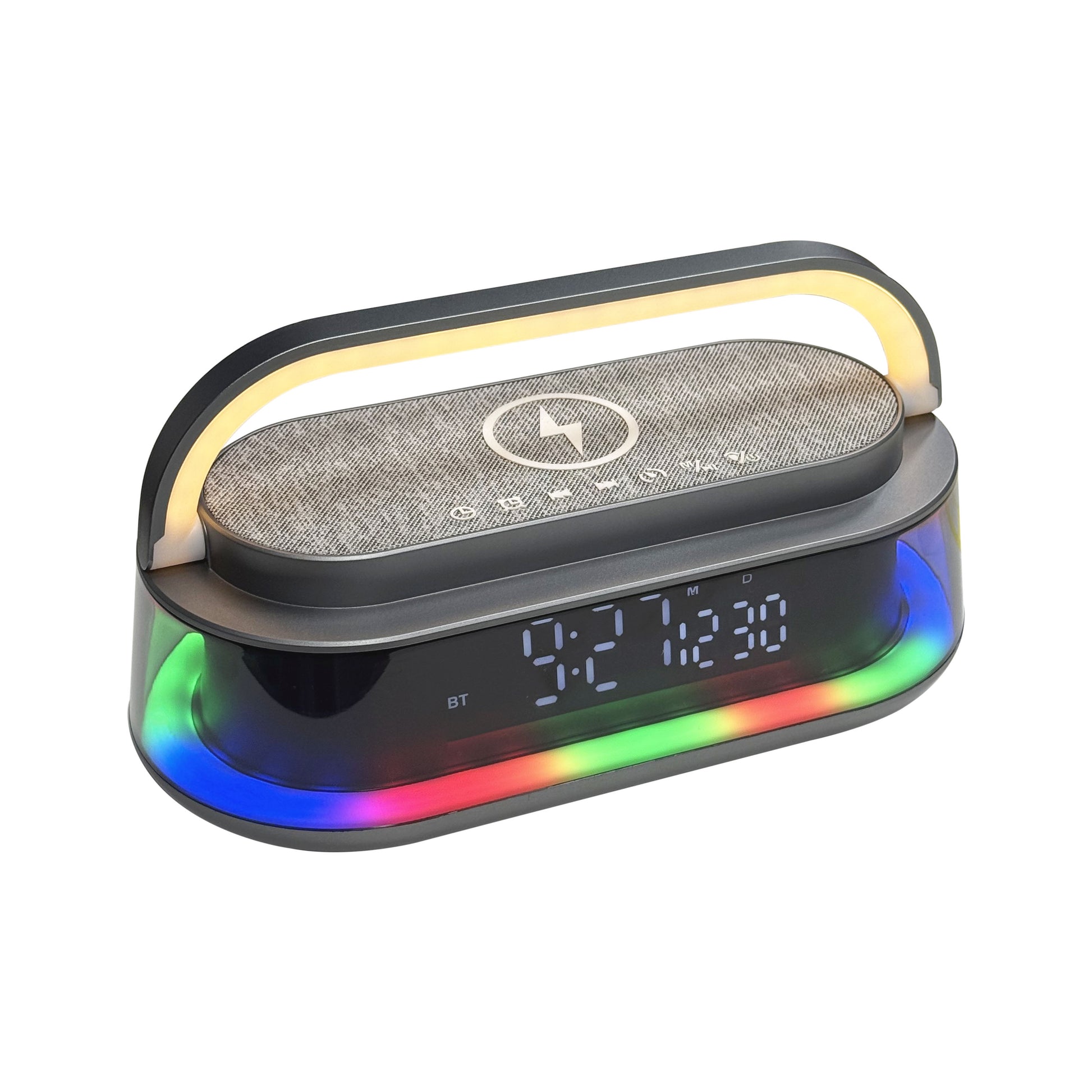 RCA FLAME-103 Portable RGB LED Alarm Speaker, Wireless Charging Pad - Top Tech Audio 