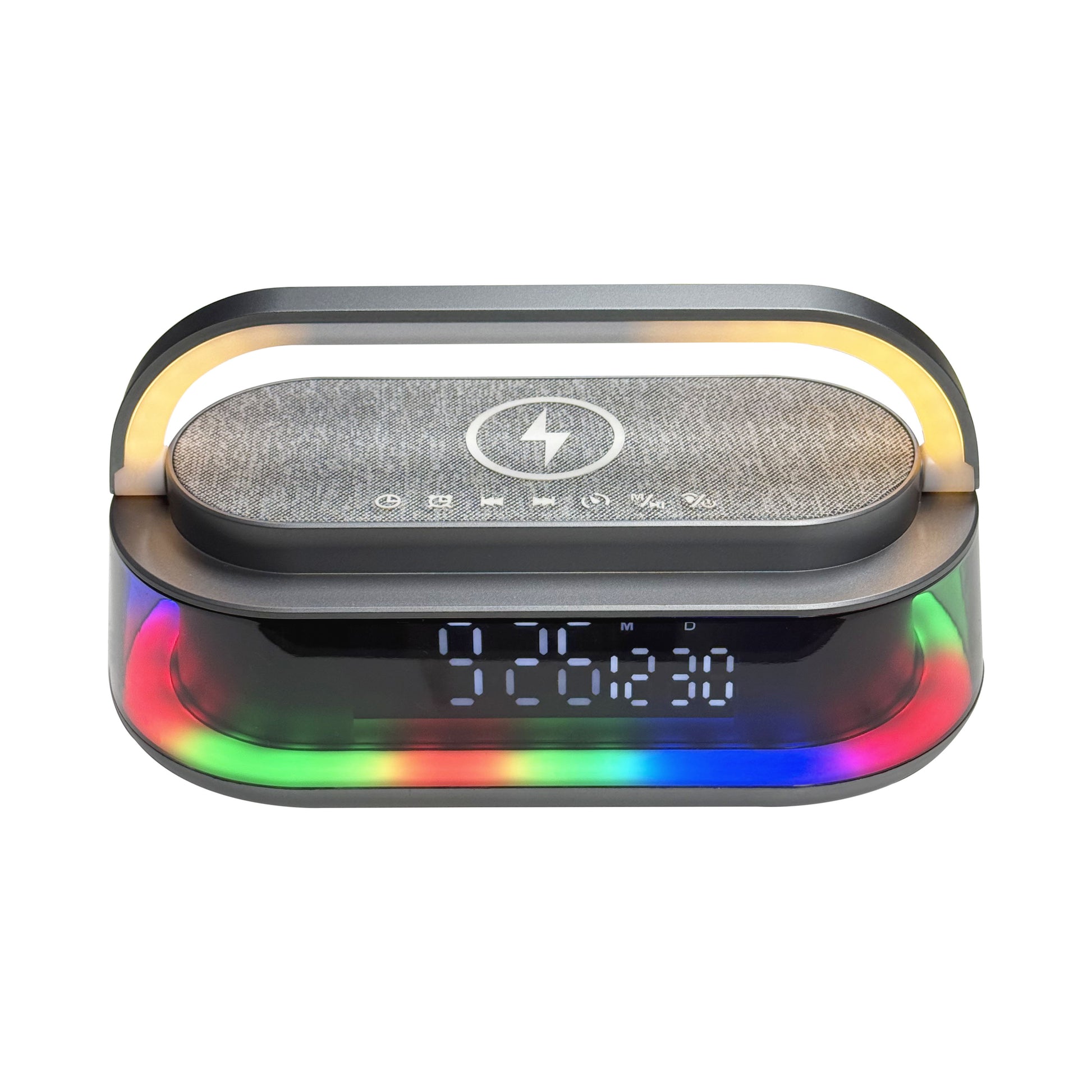 RCA FLAME-103 Portable RGB LED Alarm Speaker, Wireless Charging Pad - Top Tech Audio 