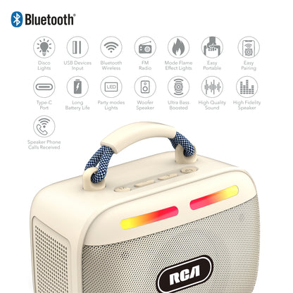 RCA FLEX-30 Portable Bluetooth Speaker with RGB Lights & 100-Min Playback