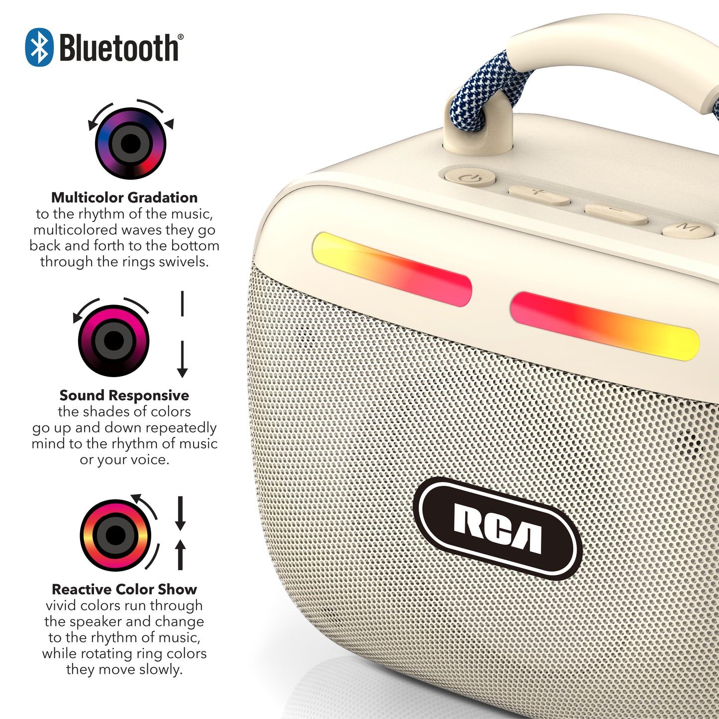 RCA FLEX-30 Portable Bluetooth Speaker with RGB Lights & 100-Min Playback