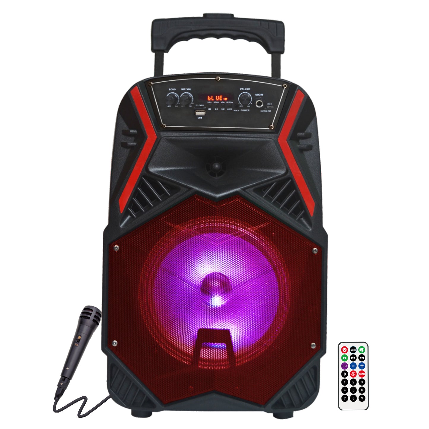 TOPTECH Angel-8 Portable 8" Bluetooth Party Speaker with LED Lights and Remote - Top Tech Audio 