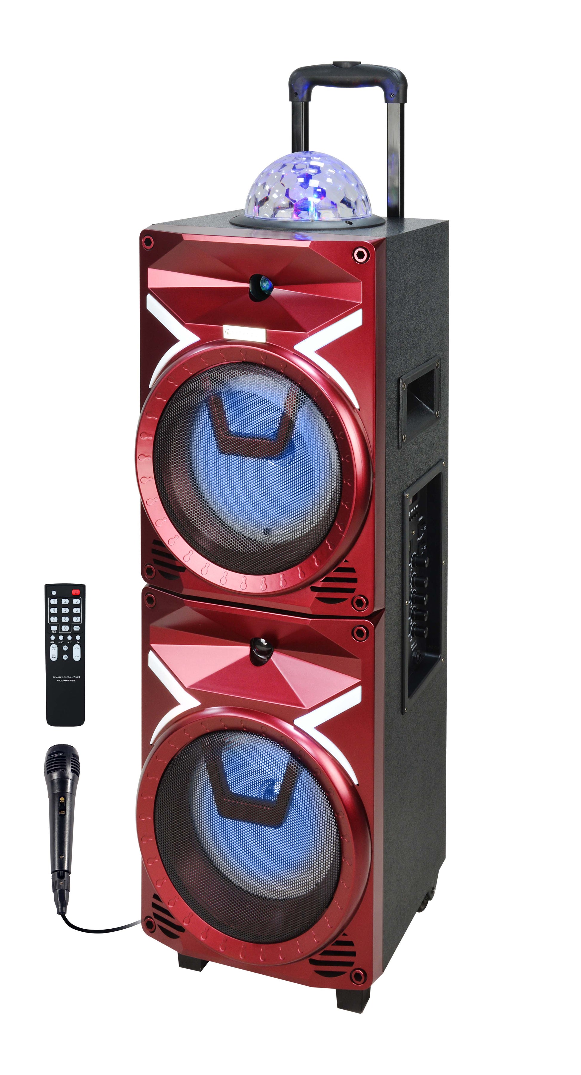 Fully Amplified Portable 2x8â€ Speaker with LED Lights - Top Tech Audio 