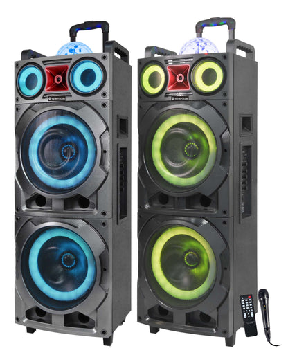 Fully Amplified Portable 2x12â€ Speaker with LED Lights - Top Tech Audio 