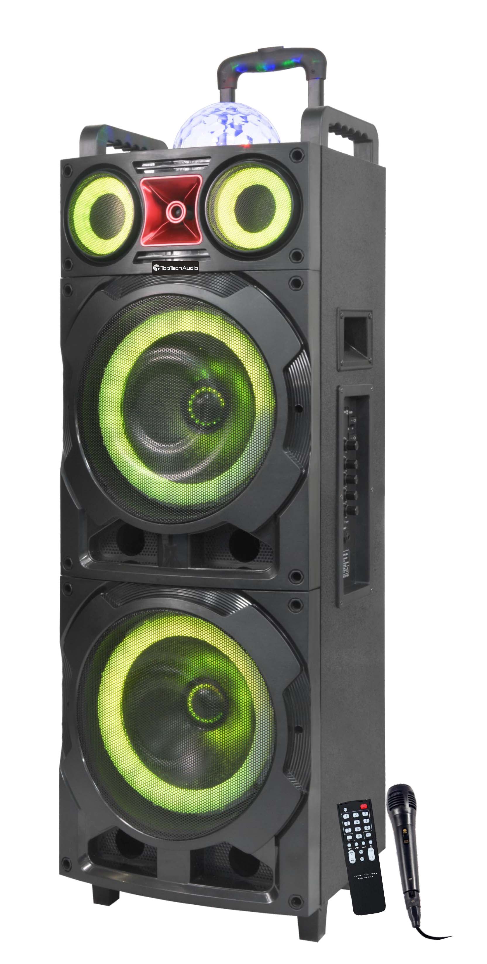 Fully Amplified Portable 2x12â€ Speaker with LED Lights - Top Tech Audio 