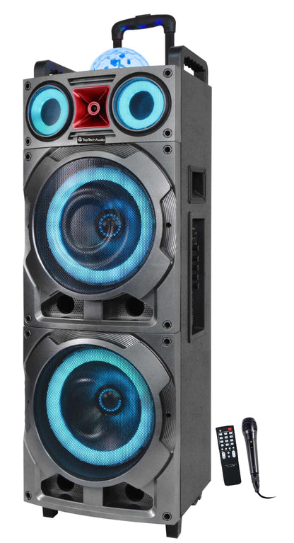 Fully Amplified Portable 2x12â€ Speaker with LED Lights - Top Tech Audio 