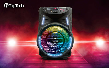 TOPTECH FLASH-115, 15'' Bluetooth Speaker with Flame Lights, Wireless Microphone & Remote - Top Tech Audio 