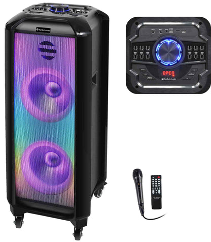 Fully Amplified Portable 2x10â€ Speaker with LED Lights - Top Tech Audio 
