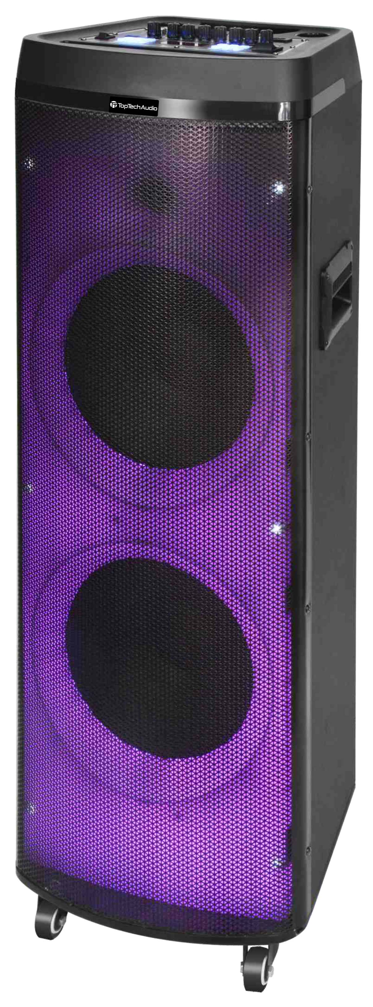 Fully Amplified Portable 2x12â€ Speaker with LED Lights - Top Tech Audio 