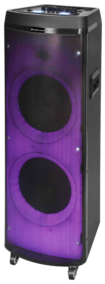 Fully Amplified Portable 2x12â€ Speaker with LED Lights - Top Tech Audio 