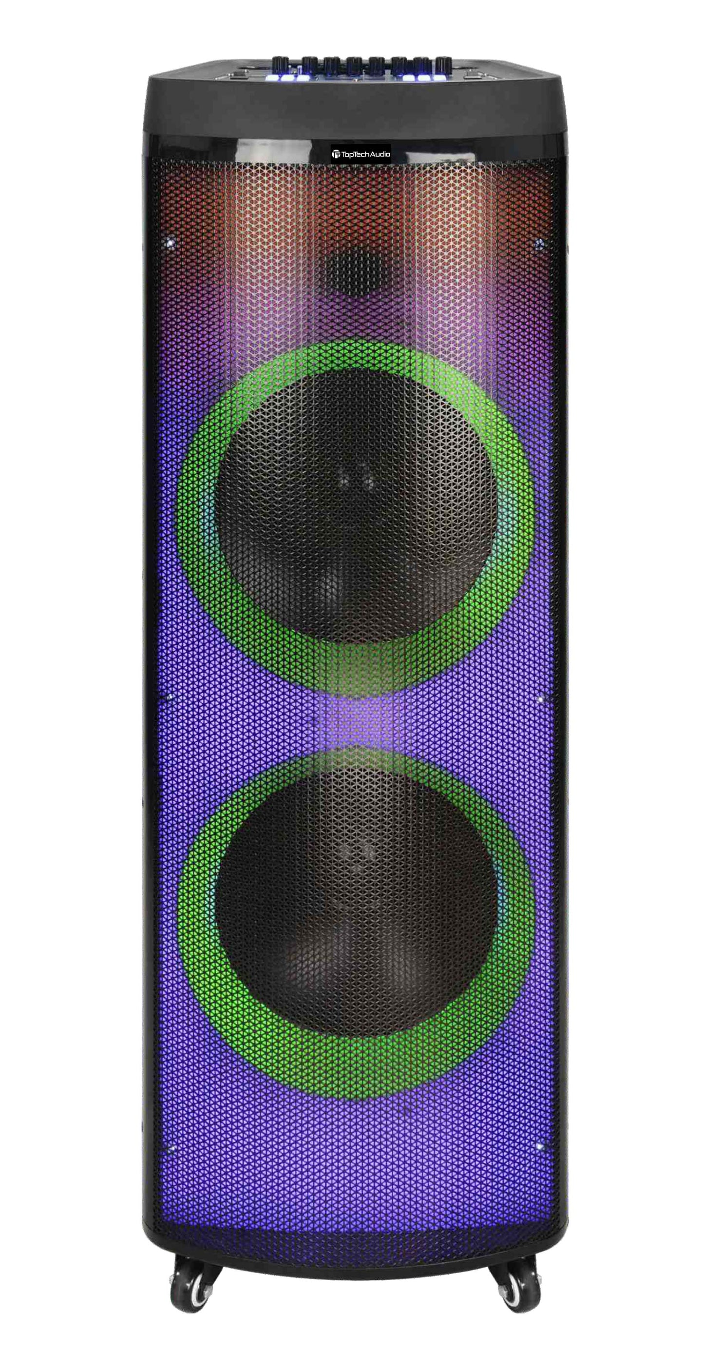 Fully Amplified Portable 2x12â€ Speaker with LED Lights - Top Tech Audio 
