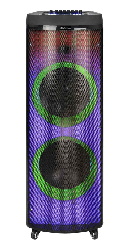 Fully Amplified Portable 2x12â€ Speaker with LED Lights - Top Tech Audio 