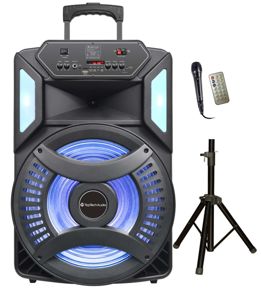 Fully Amplified Portable 15â€ Speaker with LED Lights - Top Tech Audio 