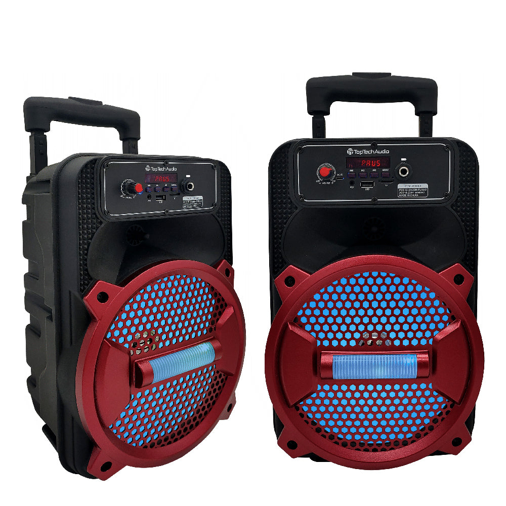 TOPTECH ROCK-8 Fully Amplified 8" Bluetooth Speaker with LED Lights - Top Tech Audio 