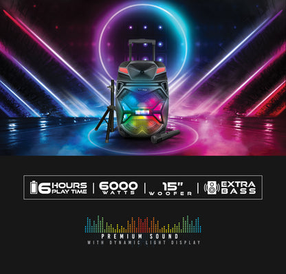 TOPTECH BLADE-15 15" Bluetooth Party Speaker with Disco Lights, Wireless Microphone - Top Tech Audio 