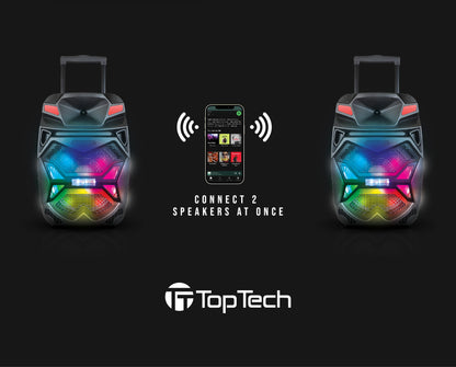 TOPTECH BLADE-15 15" Bluetooth Party Speaker with Disco Lights, Wireless Microphone - Top Tech Audio 