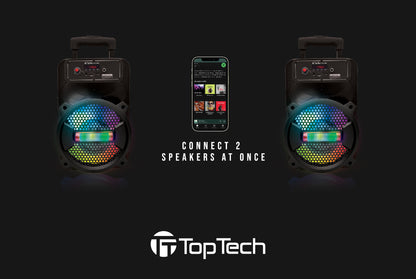 TOPTECH Rock-8, 1500W Portable Bluetooth Speaker with Disco Lights & Microphone - Top Tech Audio 