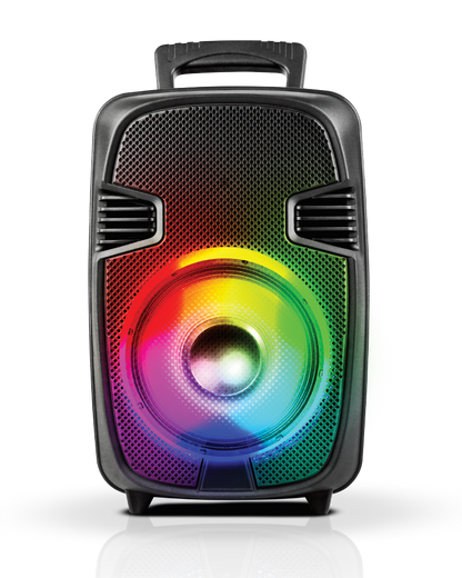TOPTECH BULL-8, 8'' Bluetooth Speaker with Disco Lights, Wheels, Wireless Mic - Top Tech Audio 
