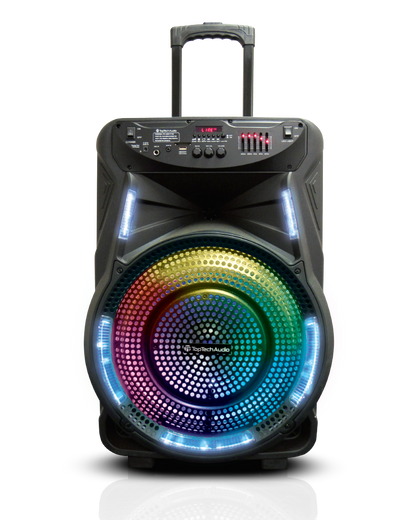 TOPTECH FLASH-115, 15'' Bluetooth Speaker with Flame Lights, Wireless Microphone & Remote - Top Tech Audio 